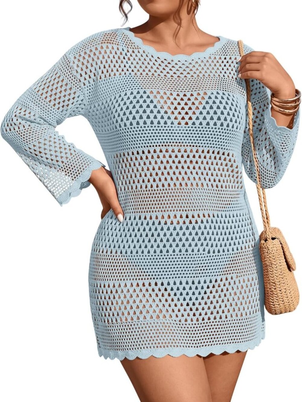 Plus Size Crochet Swimsuit Cover-Up for Women - Stylish Beachwear Essential